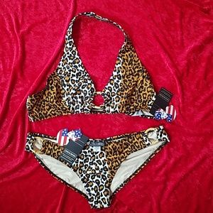 Pinup Girl Clothing 2 Piece Leopard Swimsuit